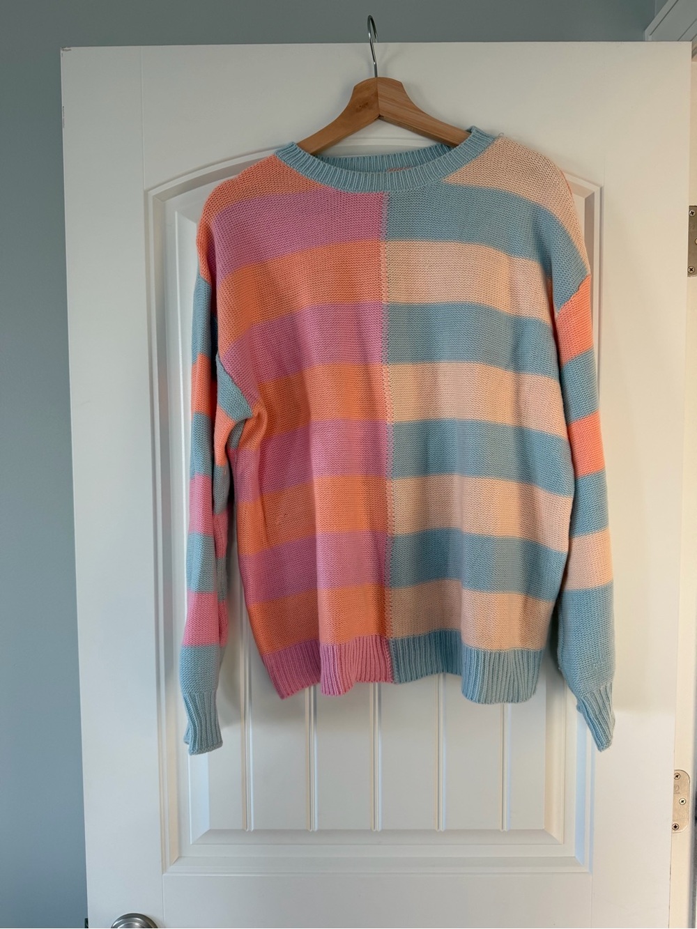 Pastel Reversible Striped Crewneck Sweater - Multicolor